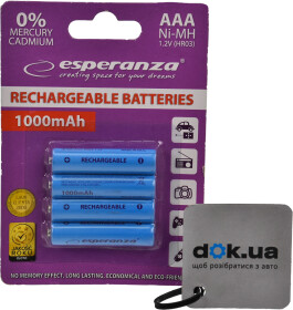 Аккумуляторная батарейка ESPERANZA EZA102B 1000 mAh 4 шт