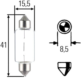 Автолампа Behr Hella Heavy Duty T15 SV8,5-8 15 W прозрачная 8GM002091261