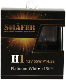 Автолампа Shafer Platinum White +150% H1 P14,5s 55 W прозрачная SL3001P