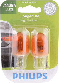 Автолампа Philips LongerLife WY21W WX3x16d 25 W помаранчева 7440NALLB2