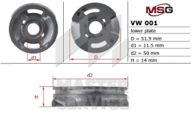 Сальник вала насоса ГУР MSG VW001LPLATE