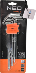 Набор ключей шестигранных Neo Tools 09-515 1,5-10 мм с шарообразным наконечником 9 шт