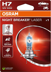 Автолампа Osram Night Breaker Laser H7 PX26d 55 W прозрачно-голубая 64210NL-1BL