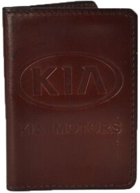 Обложка для прав и техпаспорта Poputchik 5071-029P с логотипом KIA цвет коричневый