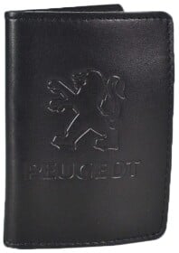 Обложка для прав и техпаспорта Poputchik 5071-024 с логотипом Peugeot цвет черный