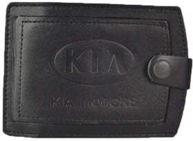 Обложка для прав и техпаспорта Poputchik 5072-029 с логотипом KIA цвет черный