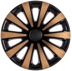 Комплект колпаков на колеса Star Karat цвет черный + золотистый с карбоновой отделкой