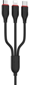 Кабель 3 в 1 Borofone USB - Apple Lightning - type-C - Micro USB BX17 BX17LMCB 1 м