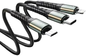 Кабель 3 в 1 Jellico USB - Apple Lightning - type-C - Micro USB RL074760 1,2 м