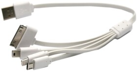 Кабель 4 в 1 PowerPlant USB - Apple (широкий) - Apple Lightning - Micro USB - Mini USB KABUSBALL 0,3 м